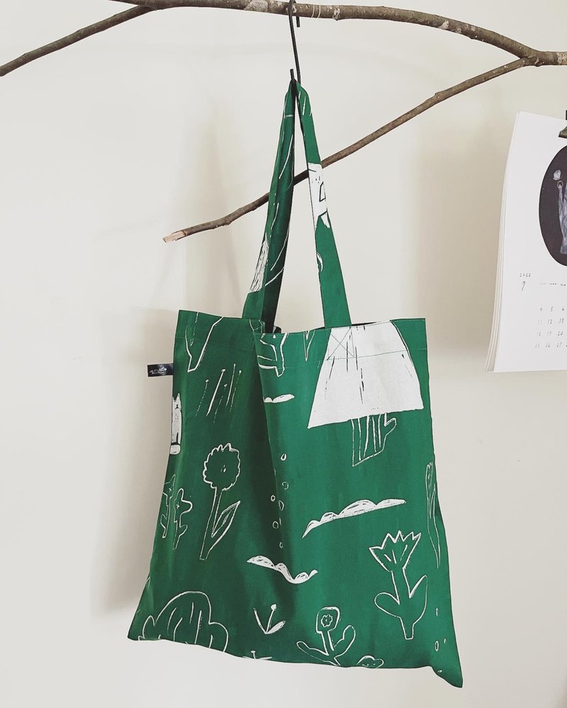 Walking Trail - Cotton Shopping Bag on Shoulder - กระเป๋าแมสเซนเจอร์ - ผ้าฝ้าย/ผ้าลินิน 