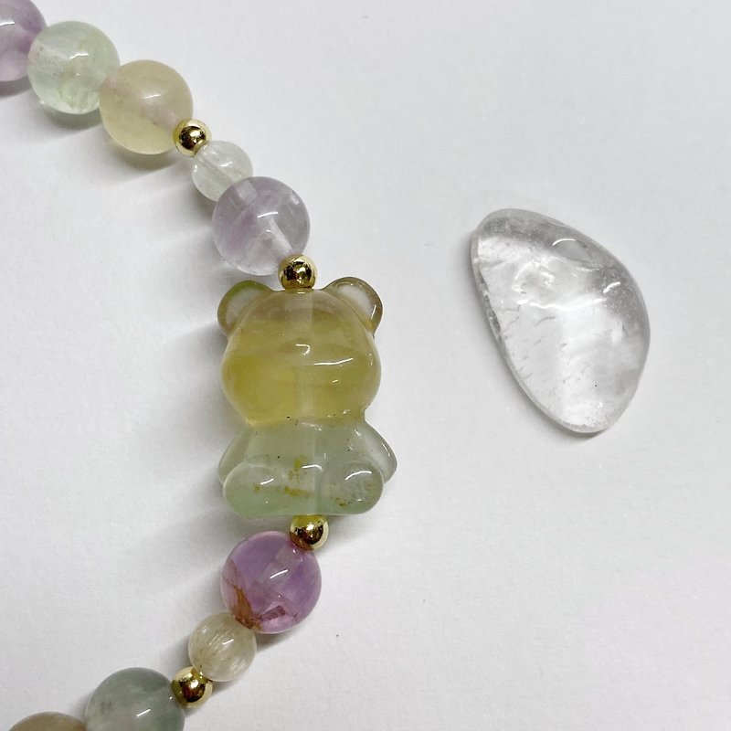 【Pingzhi】Fluorite、Cute bear、Bracelet - Bracelets - Crystal 