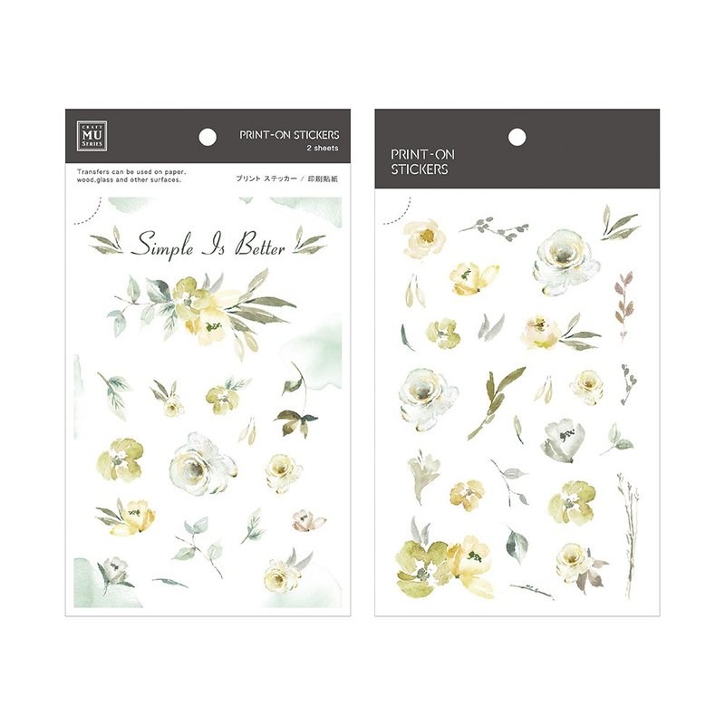 【Print-On Stickers 轉印貼紙】no.81.芽白青玫 | 花草系列 - 貼紙 - 其他材質 灰色