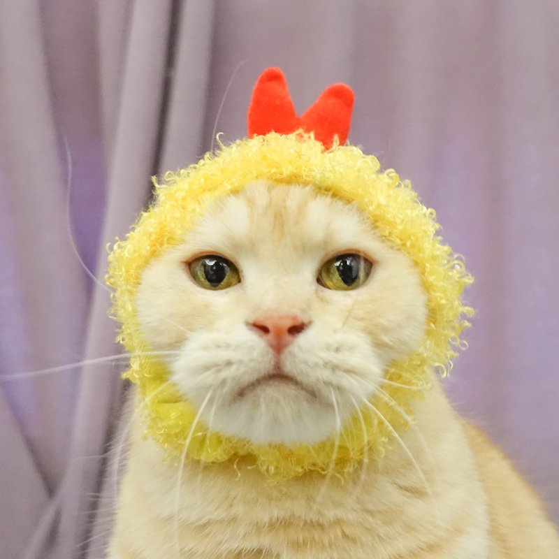エビフライの天ぷらペット猫と犬の帽子のヘッドギア* Sサイズ - 洋服・帽子 - コットン・麻 イエロー