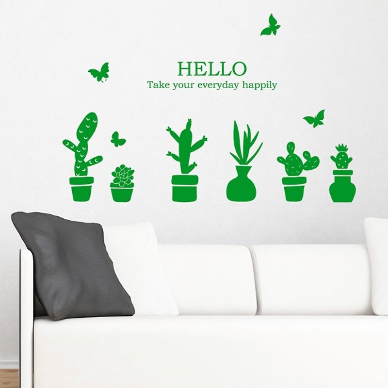 Smart Design Creative non-marking wall stickers Fresh small potted plants (8 colors) - Wall Décor - Paper Green