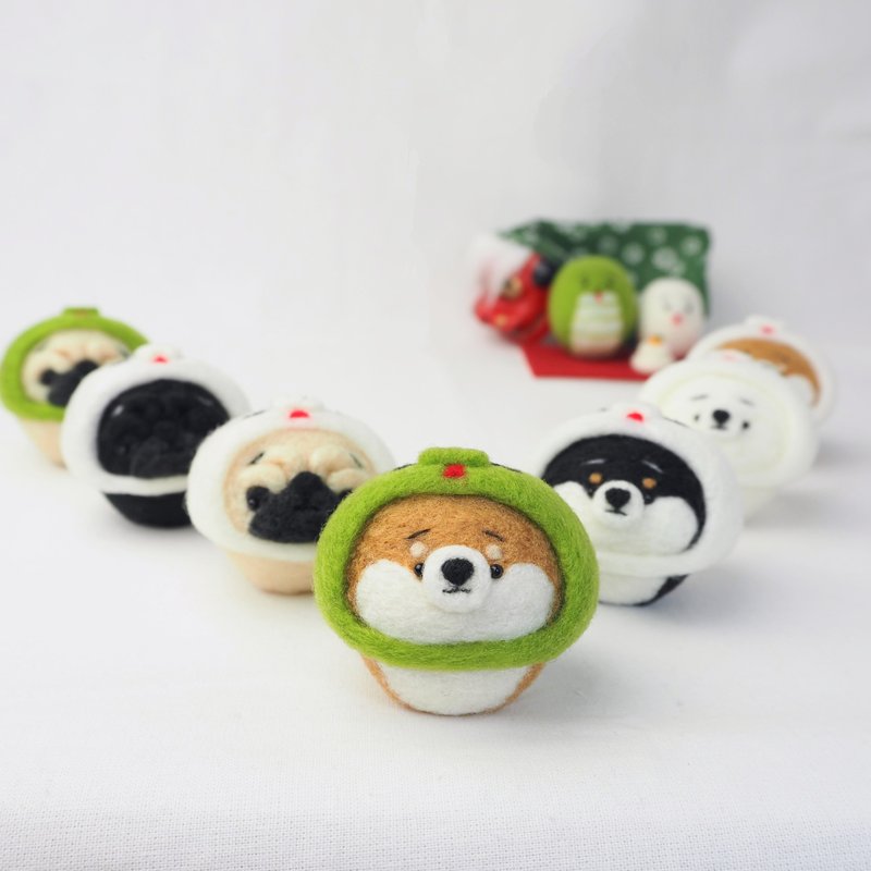 2025 Chinese Zodiac Sign (Snake) Shiba Inu/Pug in the shape of a snake Single - ของวางตกแต่ง - ขนแกะ สีเขียว