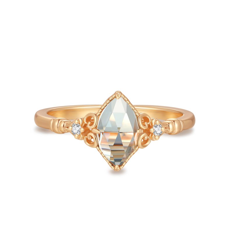 Marquise Blue Topaz Gold/Silver Ring - Symphony - General Rings - Sterling Silver Gold