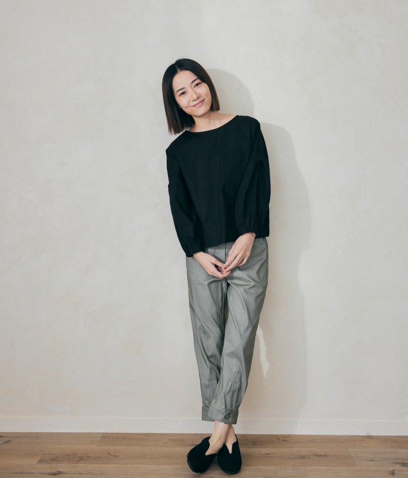 PINKOI ONLY 小巷日記襯衫褲口造型褲-濕地 - 女長褲 - 聚酯纖維 綠色