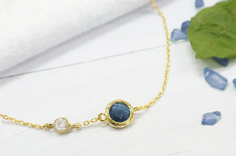 Edith & Jaz • Birthstone with CZ Collection - Blue Quartz Bracelet (Sep) - Bracelets - Gemstone Multicolor