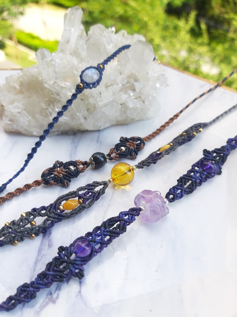 織途 - 琥珀 編織手環 - 手鍊/手環 - 寶石 橘色