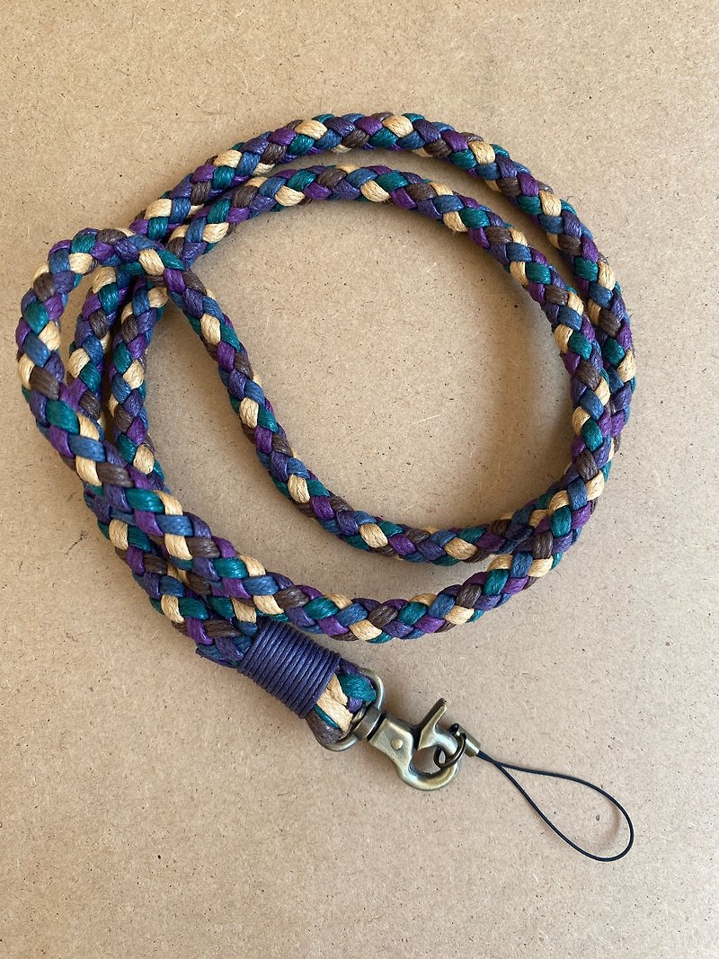 棋盤系列 手工編織 手機掛繩 證件套掛繩 兩用 - 掛繩/吊繩 - 棉．麻 紫色