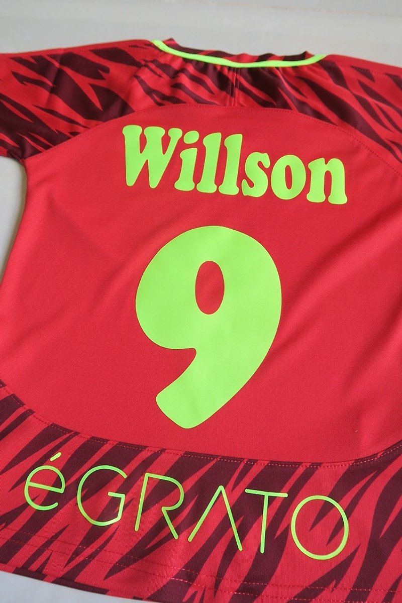 é Grato children's football suit + customized printing (devil red) - Other - Polyester Red