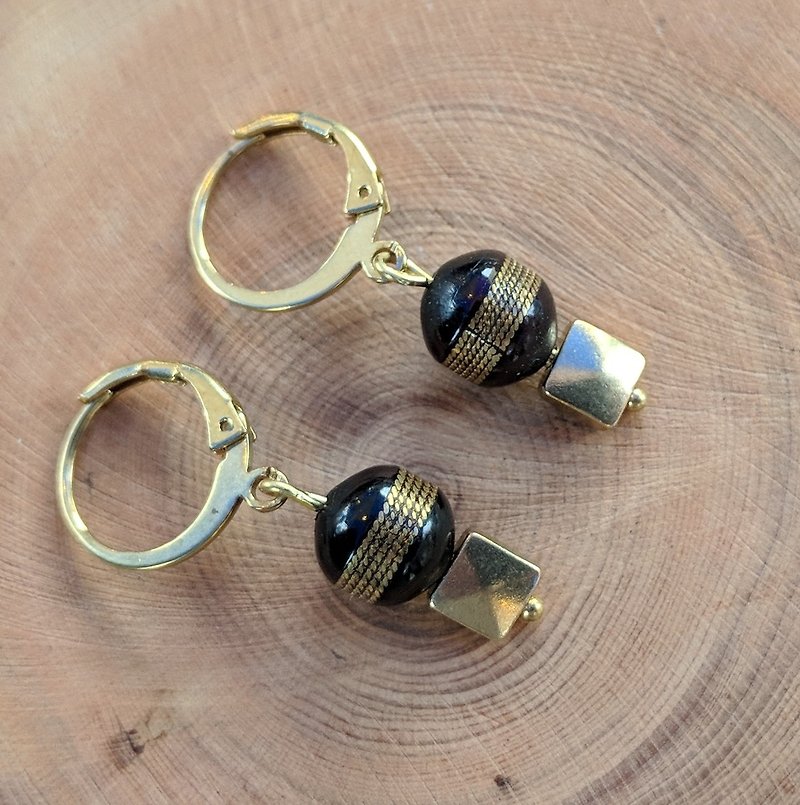 Vintage African Bead Brass Earrings - Earrings & Clip-ons - Copper & Brass 