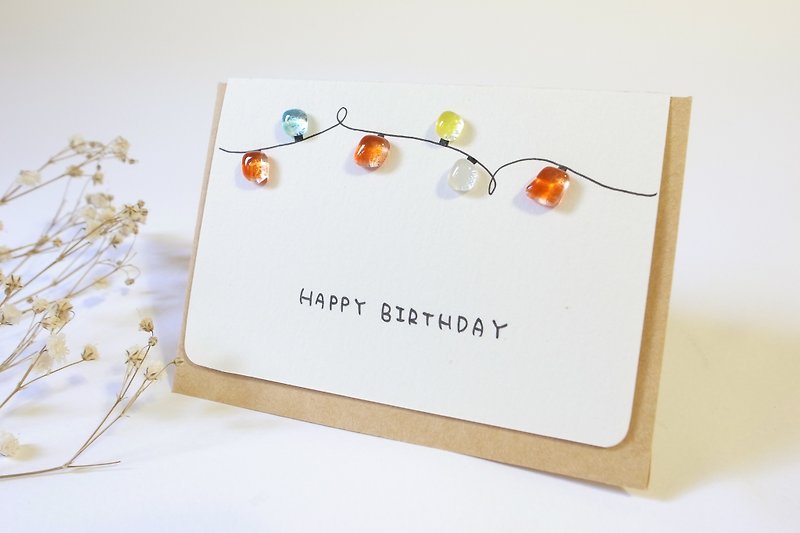 Highlight also come / Happy Birthday glass beads birthday card - การ์ด/โปสการ์ด - กระดาษ หลากหลายสี