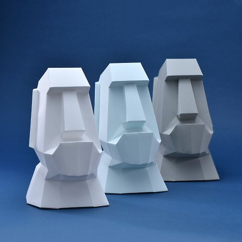 盒紙動物 BOX ANIMAL - 台灣原創紙模設計開發 3D紙模型-DIY動手做-免裁剪-擺飾系列-厚道摩艾(小巧版)