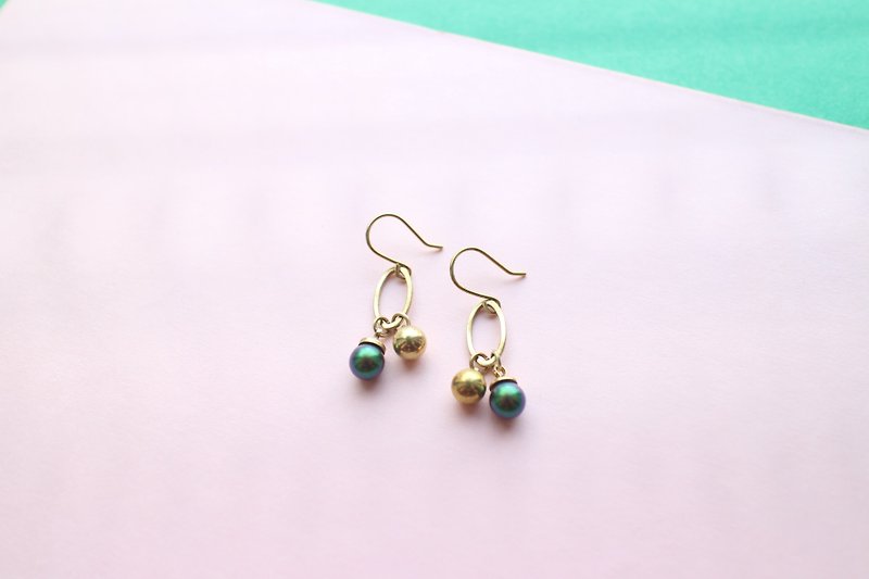 Timeless-Brass zircon earrings - ต่างหู - ทองแดงทองเหลือง หลากหลายสี