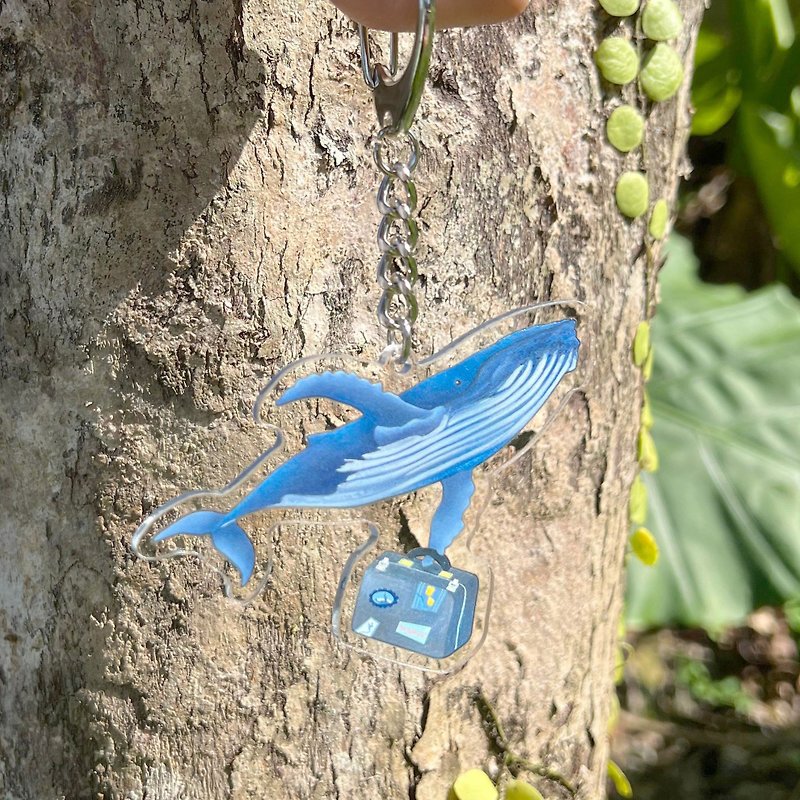 Acrylic Keyring - Travel Whale - Keychains - Plastic Transparent