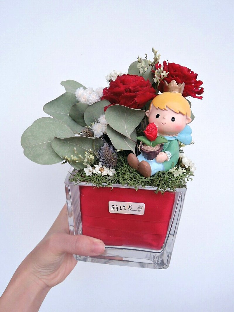 【小王子與玫瑰】乾燥盆花 - 植栽/盆栽 - 植物．花 紅色