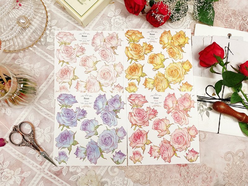 *Flower : Rose & Peony - Stickers - Paper 