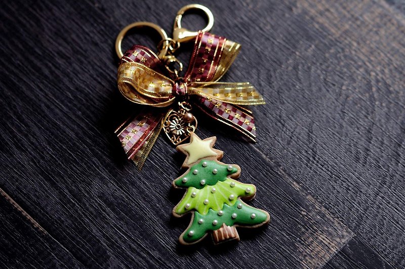 歡樂聖誕節:星星聖誕樹仿糖霜餅乾-包包掛飾款/聖誕禮物 - 鑰匙圈/鎖匙扣 - 黏土 綠色