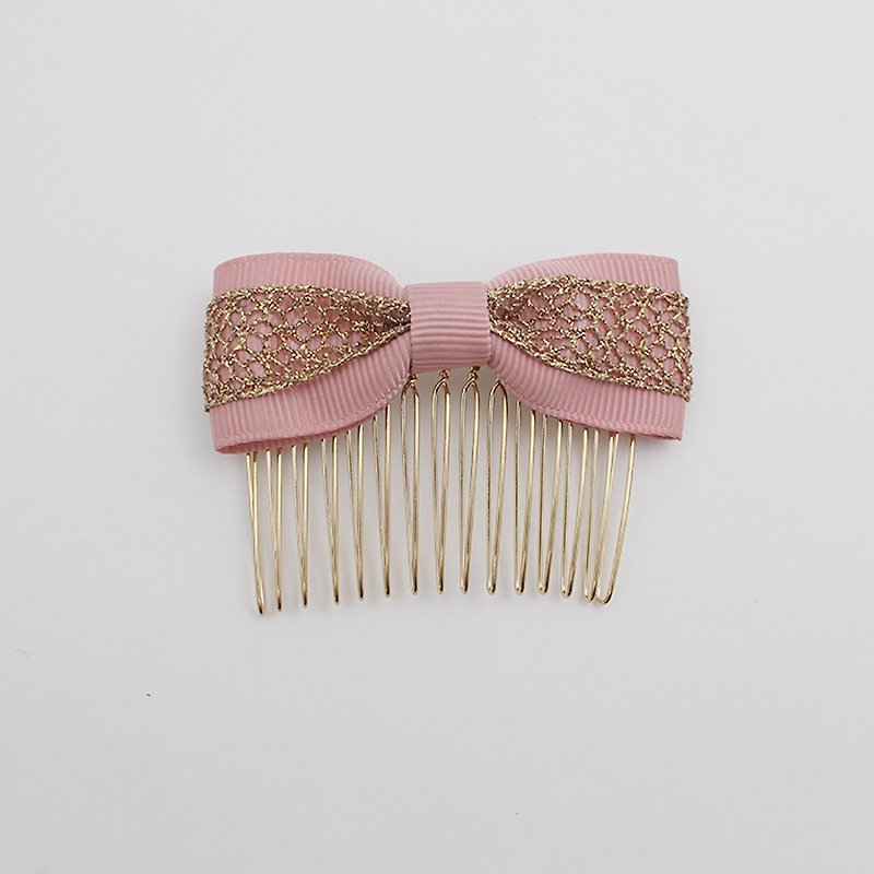  Oriental pink ribbon Hair combs - 髮夾/髮飾 - 聚酯纖維 粉紅色