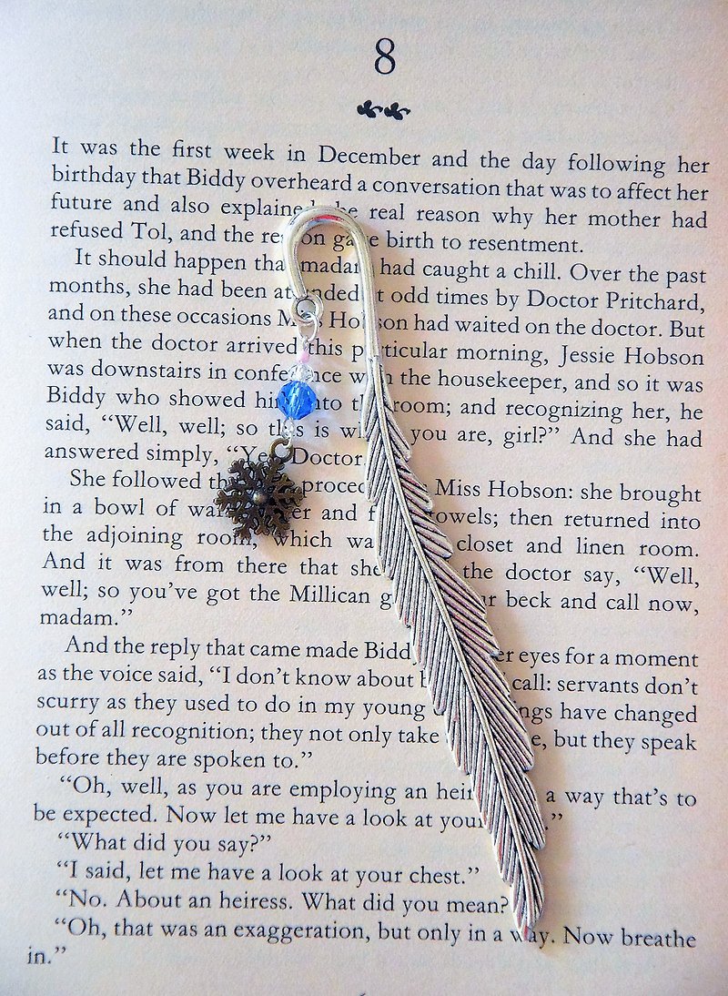Romantic Snowflake Silver Feather Bookmark - ที่คั่นหนังสือ - โลหะ 