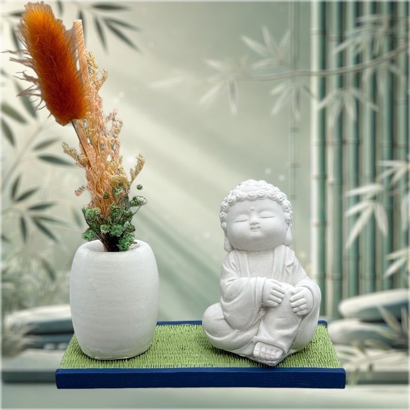 Zen-style design, simulated tatami version of the fragrance set, pure and auspicious little Buddha, improves the cooling feeling at home - น้ำหอม - ปูน ขาว