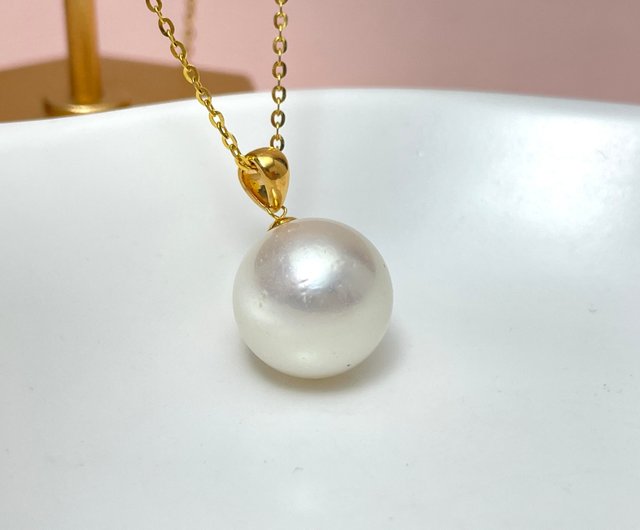 18K ゴールド ホワイト パール ペンダント ネックレス 9.5-10mm 淡水養殖シングルパール ネックレス ギフト 女性 妻 母 女の子 バレンタインデー - ホワイトゴー ネックレス レディース ダイヤモンド 18金 パール ペンダント ホワイト