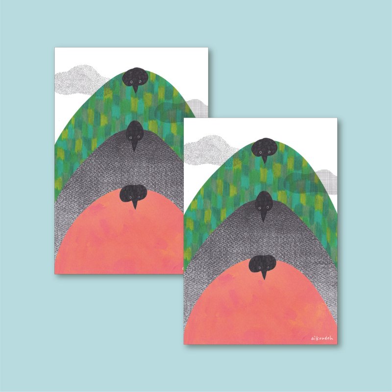 Postcard【mountain birds】2 pieces set - Cards & Postcards - Paper Green