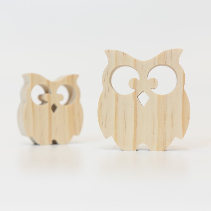 木頭 嬰幼兒玩具/毛公仔 - wagaZOO手切厚版造型積木 天空系列－貓頭鷹