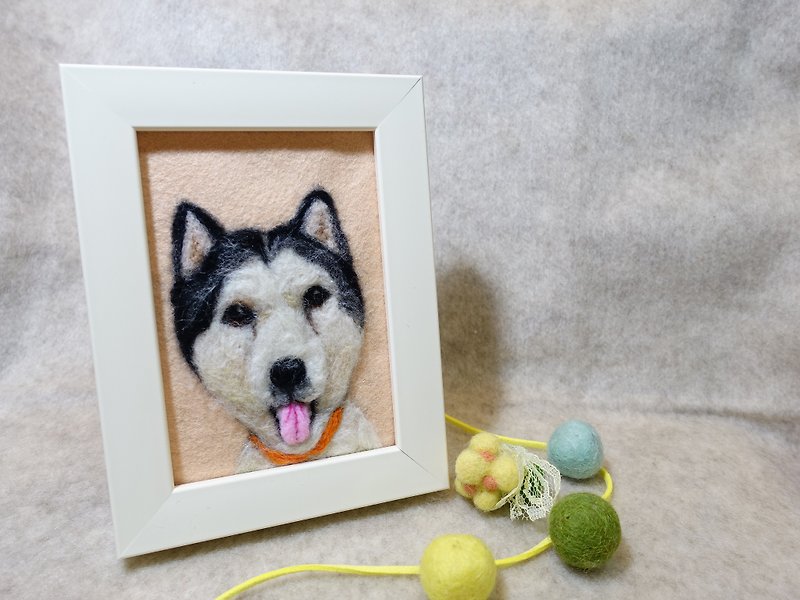 Customized pet - wool felt made - portrait of hair child - Picture Frames - Wool Multicolor