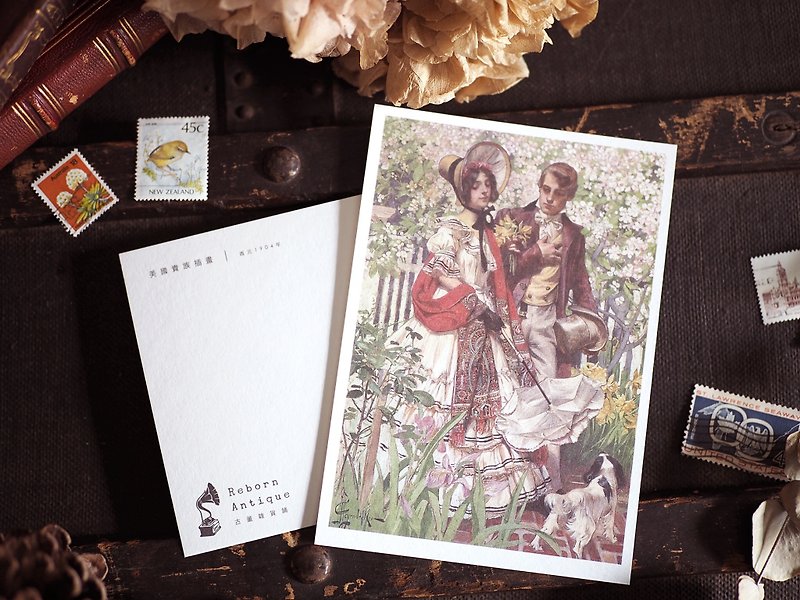 アンティークイラストレーターシリーズ再制定されたポストカードF、1904年のアメリカの貴族のイラスト - カード・はがき - 紙 