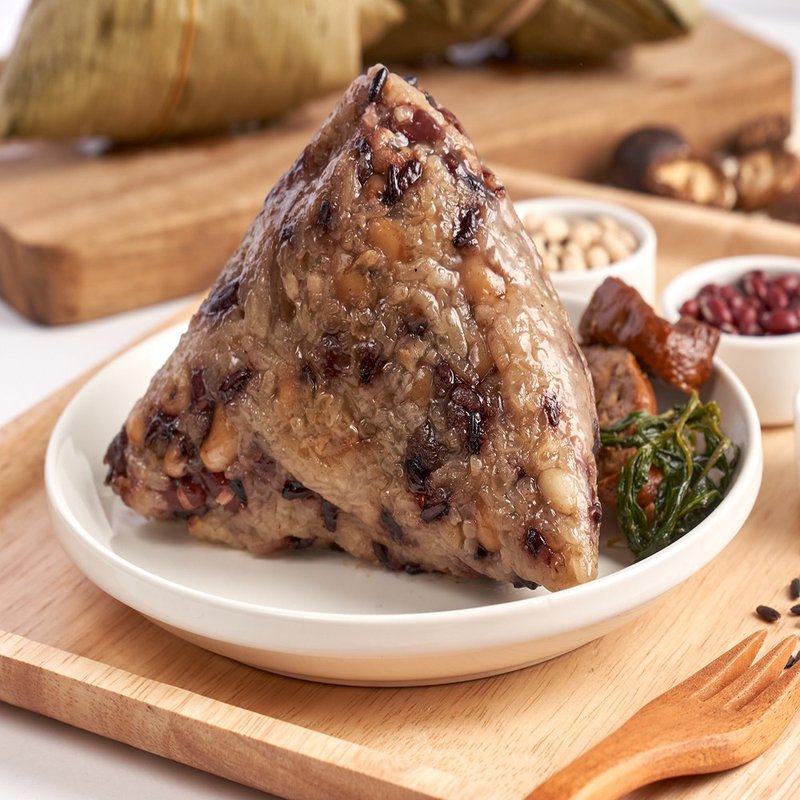 [Kaohsiung Cha Mou’s Meat Zongzi] Gift box of 5 grain meat rice dumplings (choose 1/2/3 sets) - ธัญพืชและข้าว - วัสดุอื่นๆ ขาว