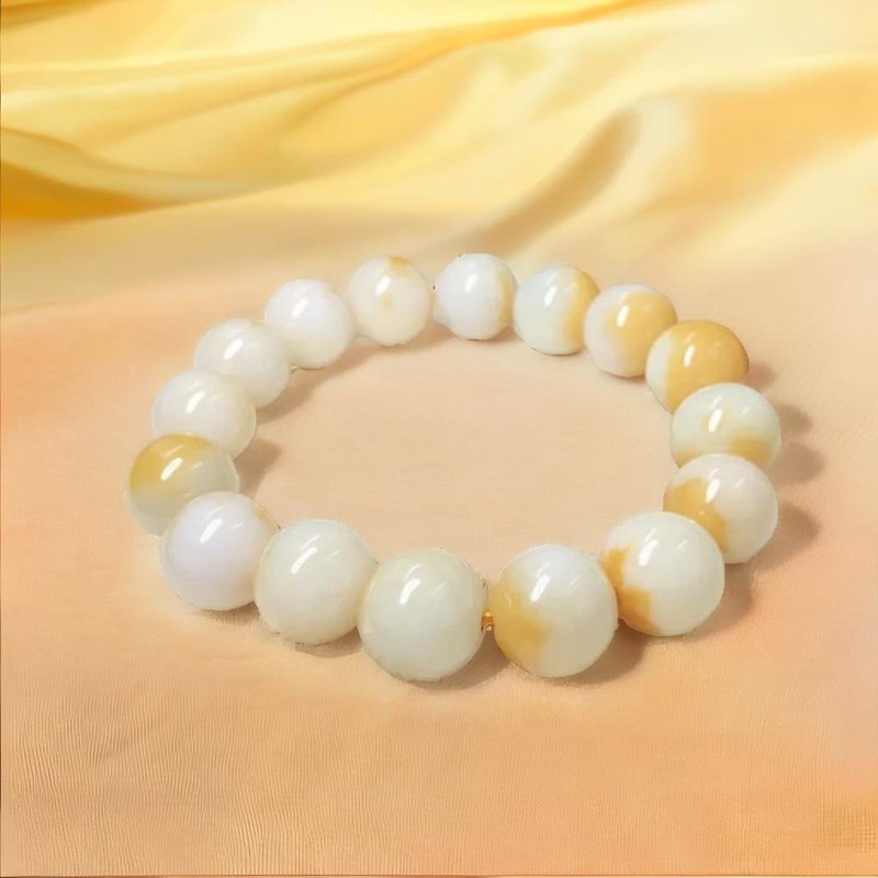 飄黃翡翡翠大手珠 | 天然緬甸玉A貨翡翠 |  送禮 - 手鍊/手環 - 玉石 多色