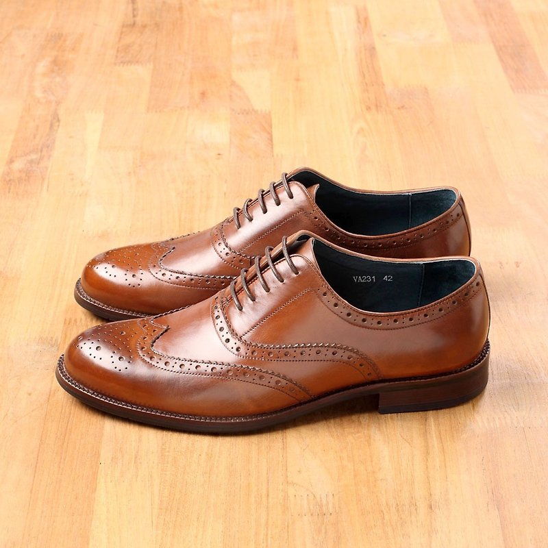 Vanger British Vintage Razor Wing Pattern Carved Oxford Shoes Va231 Coffee - Men's Casual Shoes - Genuine Leather Brown