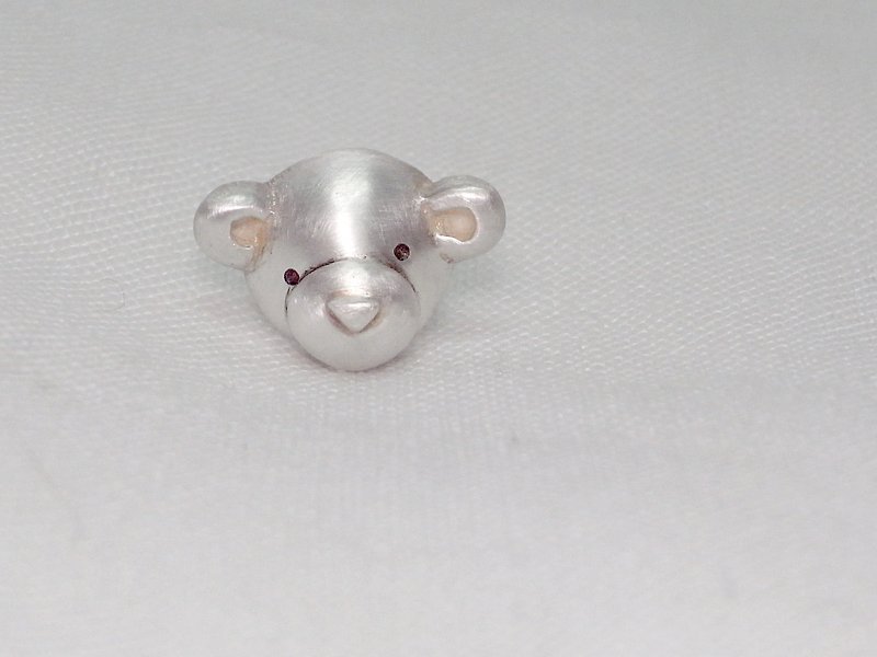 Teddy Bear No.41 Stud Earring--Sterling Silver--Silver Tiny Bear --Cute Bear - Earrings & Clip-ons - Silver Gray