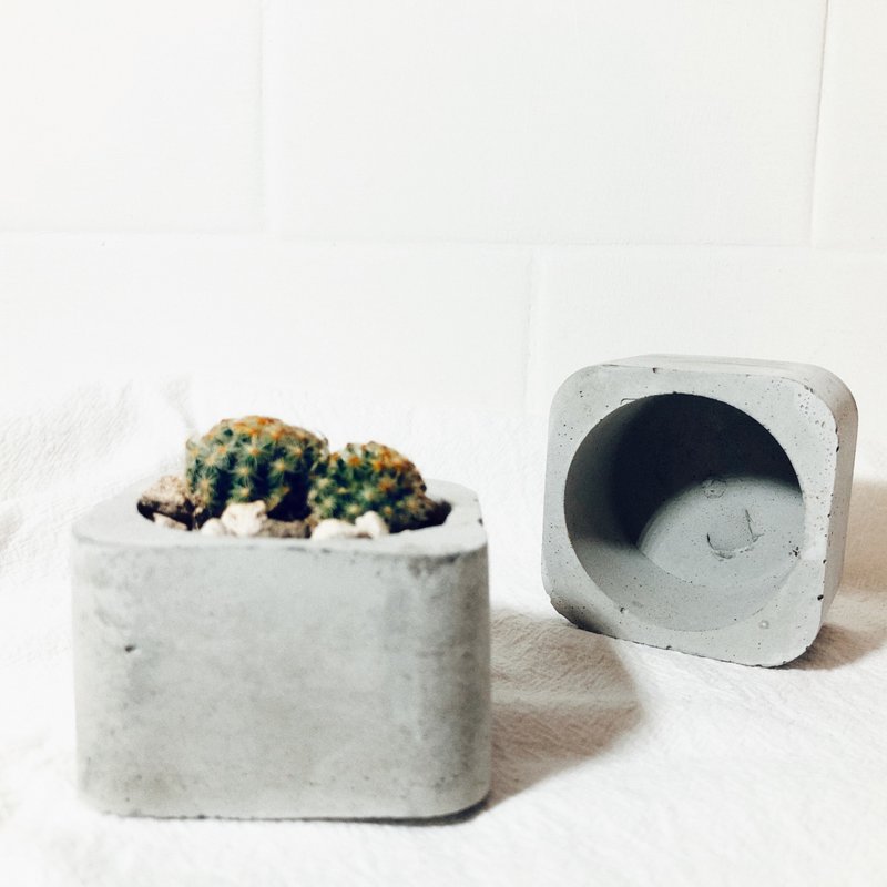 [Christmas Gift] Pure Series-Round Square Mud Pot/Industrial Gray - Plants - Cement Gray