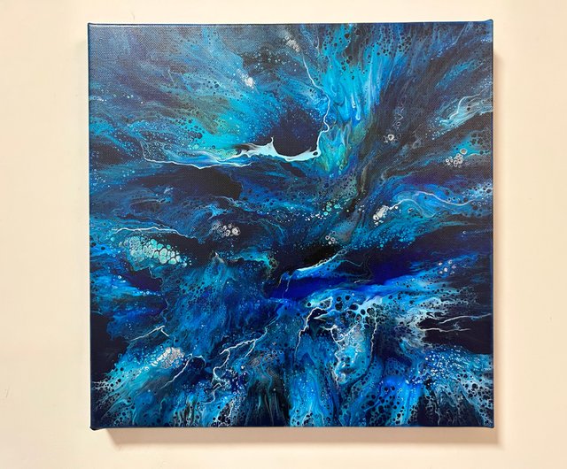 海】正方形のフレームレス抽象絵画 - ショップ ultramarine フォト