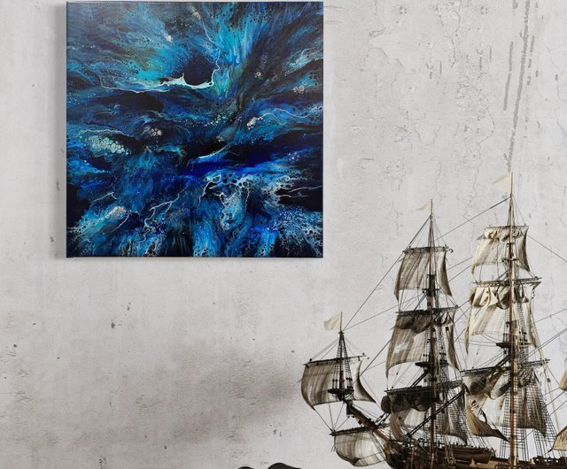 海】正方形のフレームレス抽象絵画 - ショップ ultramarine フォト