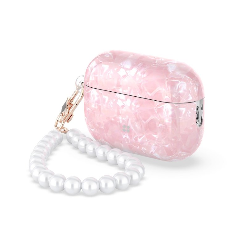 GALA : AIRPODS PRO 2/1 粉紅炫光閃光 保護殼 附隨 珍珠手鍊 - 耳機保護套/殼 - 塑膠 粉紅色