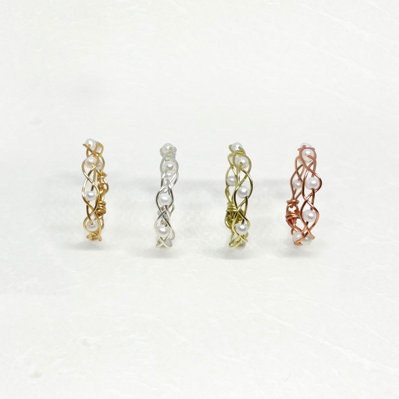 Weaving rings with freshwater pearl - แหวนทั่วไป - ไข่มุก สีทอง