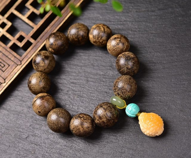 秒殺価格 カンボジア仏陀チェス沈香ブレスレット 天然野生古材 九点