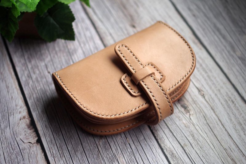 Genuine leather saddle leather half wallet (Insert type) - กระเป๋าสตางค์ - หนังแท้ ขาว