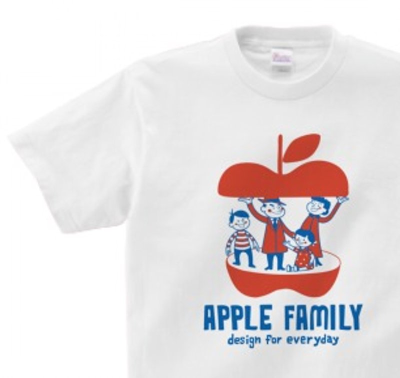 APPLE FAMILY WM-WL•S-XL T-shirt [Made to order] - เสื้อฮู้ด - ผ้าฝ้าย/ผ้าลินิน ขาว