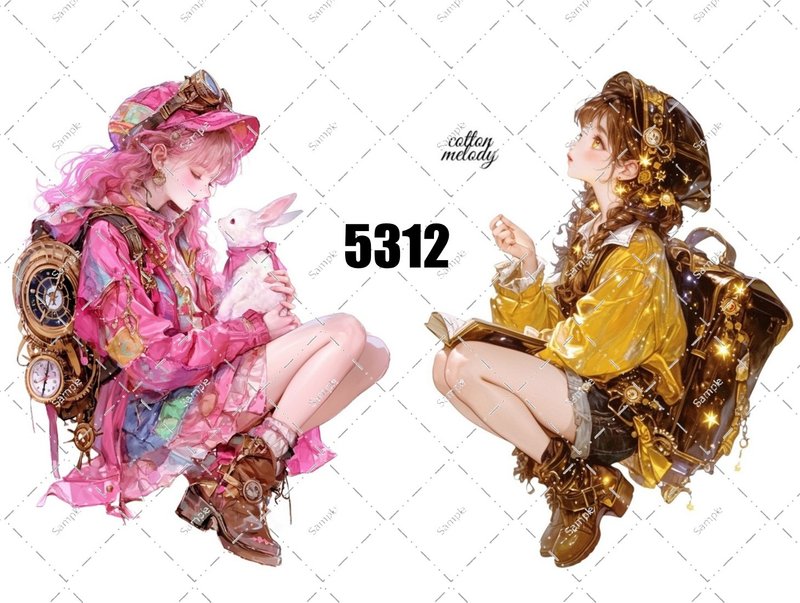 original sticker no.5312 人物ステッカー オリジナルステッカー オリジナル人物ステッカー 装飾ステッカー cotton melody - 貼紙 - 紙 