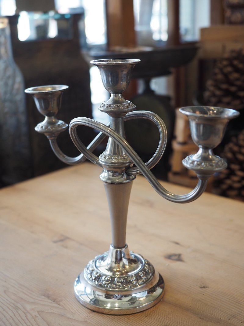British system in the 1970s three tall silver candlesticks - Candles & Candle Holders - Other Metals Silver