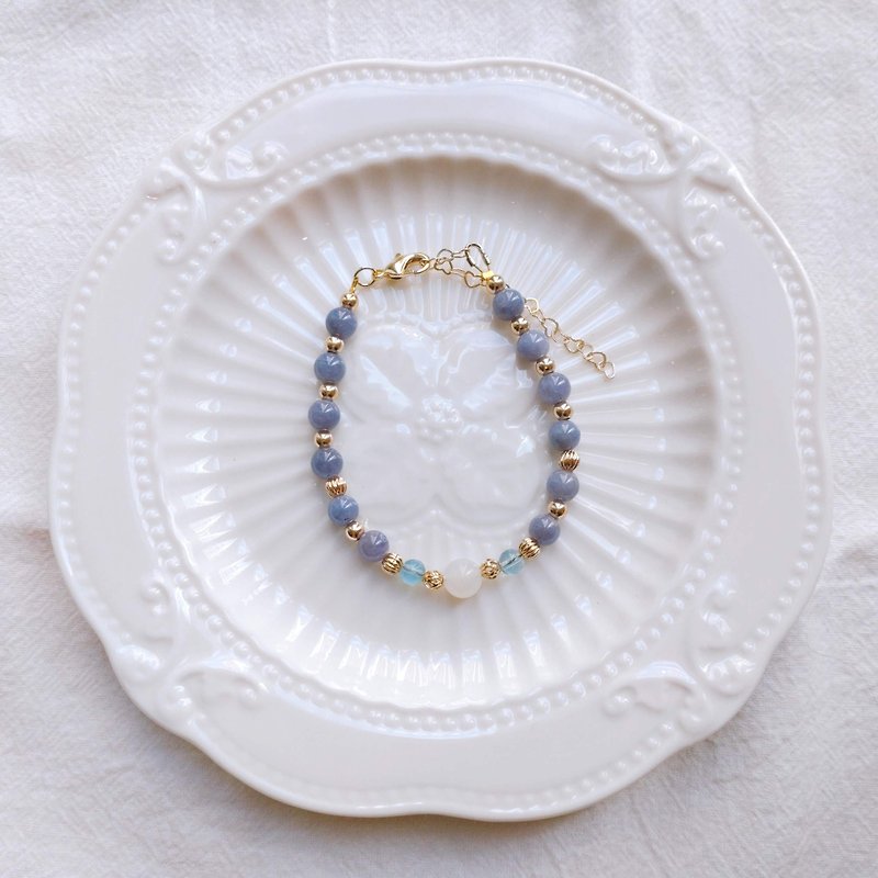 Tanzania Aquamarine Moonstone natural stone crystal bracelet - Bracelets - Crystal 