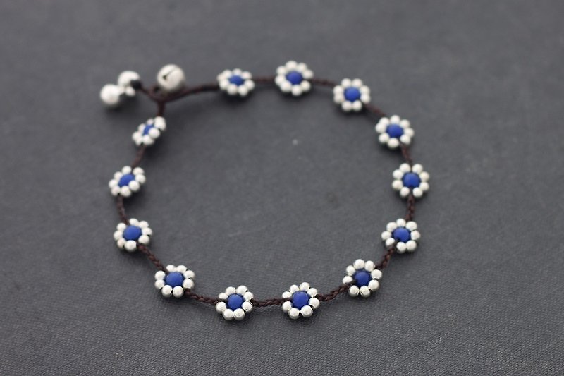 Blue Jade Daisy Silver Braided Anklets - Other - Stone Silver