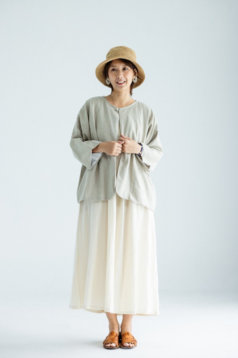 Chiang Mai high quality Linen and linen jacket_Beige - เสื้อแจ็คเก็ต - ผ้าฝ้าย/ผ้าลินิน สีเทา