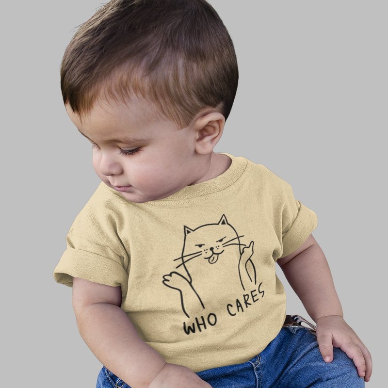 KEEP TALKING KID Khaki T SHIRT - เสื้อยืด - ผ้าฝ้าย/ผ้าลินิน สีกากี