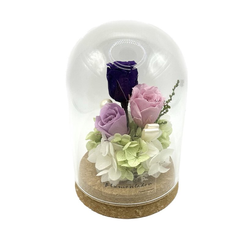 Blumenladen flower contains the beauty of lilac and immortalized glass flower pot - ช่อดอกไม้แห้ง - พืช/ดอกไม้ 