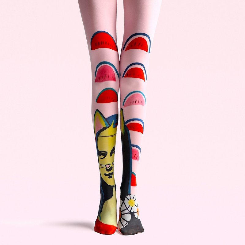 viken plan 設計師品牌 連褲襪 棉襪 創意絲襪 圖案絲襪 蒙娜麗莎 - 襪子 - 棉．麻 
