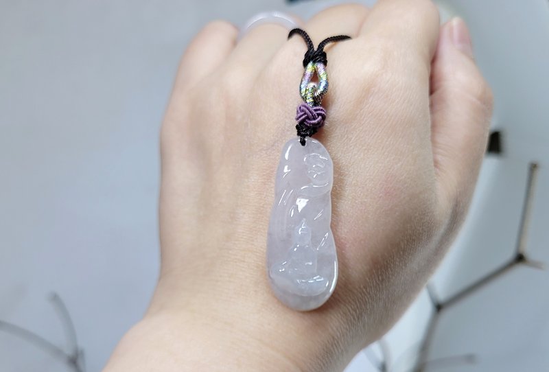 [Pro-Cui] Natural jadeite Bai Bingjiao handmade with the shape of a phaseless enlightenment graduation gift - Necklaces - Jade White