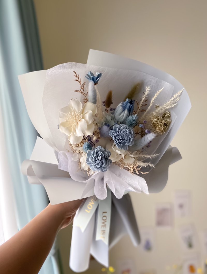 Misty blue narcissus dry eternal life bouquet graduation bouquet gift birthday Korean bouquet - Dried Flowers & Bouquets - Plants & Flowers Orange